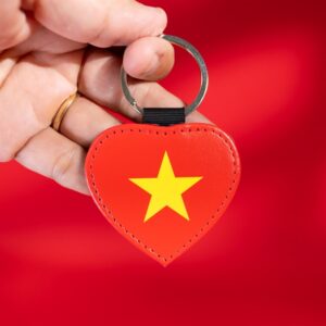 Móc khóa PU hình tim in hình Lá cờ