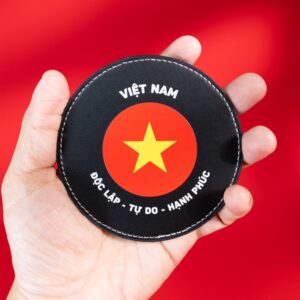 Lót ly PU hình Tròn in hình Cờ Việt Nam