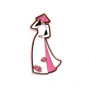 Huy hiệu Áo dài Hoa sen Hồng