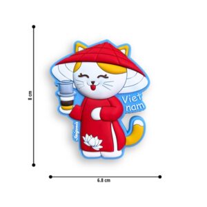 Nam châm hít tủ lạnh Mèo uống Cafe