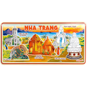 Nam châm kim loại dập nổi hình chữ nhật in hình địa danh Nha Trang