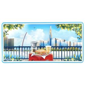 Nam châm kim loại dập nổi hình chữ nhật in hình bữa sáng Sài Gòn