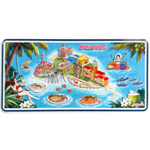 Nam châm kim loại dập nổi hình bản đồ Phú Quốc