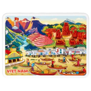 Nam châm kim loại dập nổi Hình Việt Nam 12 (Tây Bắc, Mỹ Sơn, chợ nổi)