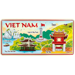 Nam châm kim loại dập nổi hình chữ nhật in hình Việt Nam miền Bắc
