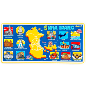 Nam châm kim loại dập nổi hình chữ nhật in hình bản đồ Nha Trang