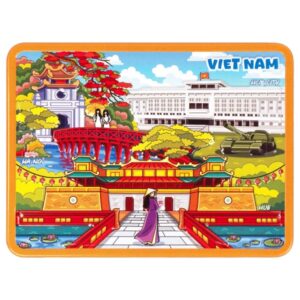 Nam châm kim loại dập nổi Hình Việt Nam 8 (cầu Thê Húc, Kinh thành Huế, Dinh Độc Lập))