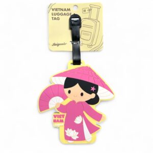 Thẻ treo hành lý Cô gái Áo dài Hồng
