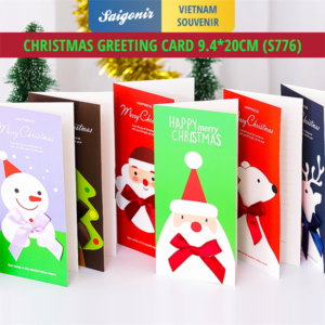 Thiệp giáng sinh dạng dài 9.4x20cm Saigonir Xmas Card Thiệp chúc mừng Noel - Giấy dày cao cấp Có nơ ruy băng - [S776]