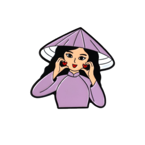 Huy hiệu cô gái trái tim Áo dài Tím (Cheek-heart)