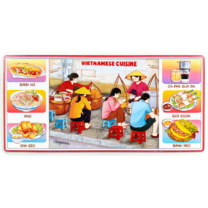 Nam châm kim loại dập nổi hình chữ nhật in hình ẩm thực Việt Nam