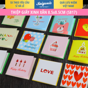 Thiệp giấy Thiệp chúc mừng sinh nhật Thiệp cảm ơn size 8.5x8.5cm Đa dạng Hợp để tặng kèm quà -S817