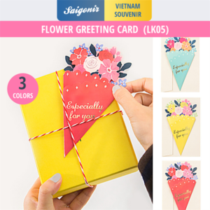 Thiệp giấy Thiệp chúc mừng 3D Saigonir Gấp lại thành bó hoa 15x8.5cm Có 3 màu với dòng chữ "Especially For U" - LK05