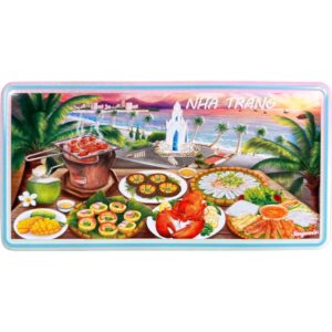 Nam châm kim loại dập nổi hình chữ nhật món ăn Nha Trang