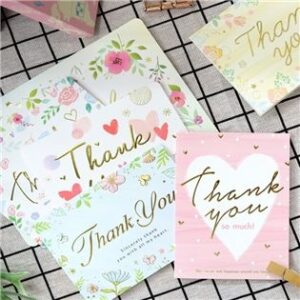 Thiệp giấy Thiệp Cảm ơn Thank you Card Cao Cấp Nhập Từ Đài Loan Chữ Nhũ Vàng Họa tiết Cute 10.5x7.2cm TK1530- Saigonir