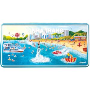 Nam châm kim loại dập nổi hình chữ nhật in hình biển Nha Trang